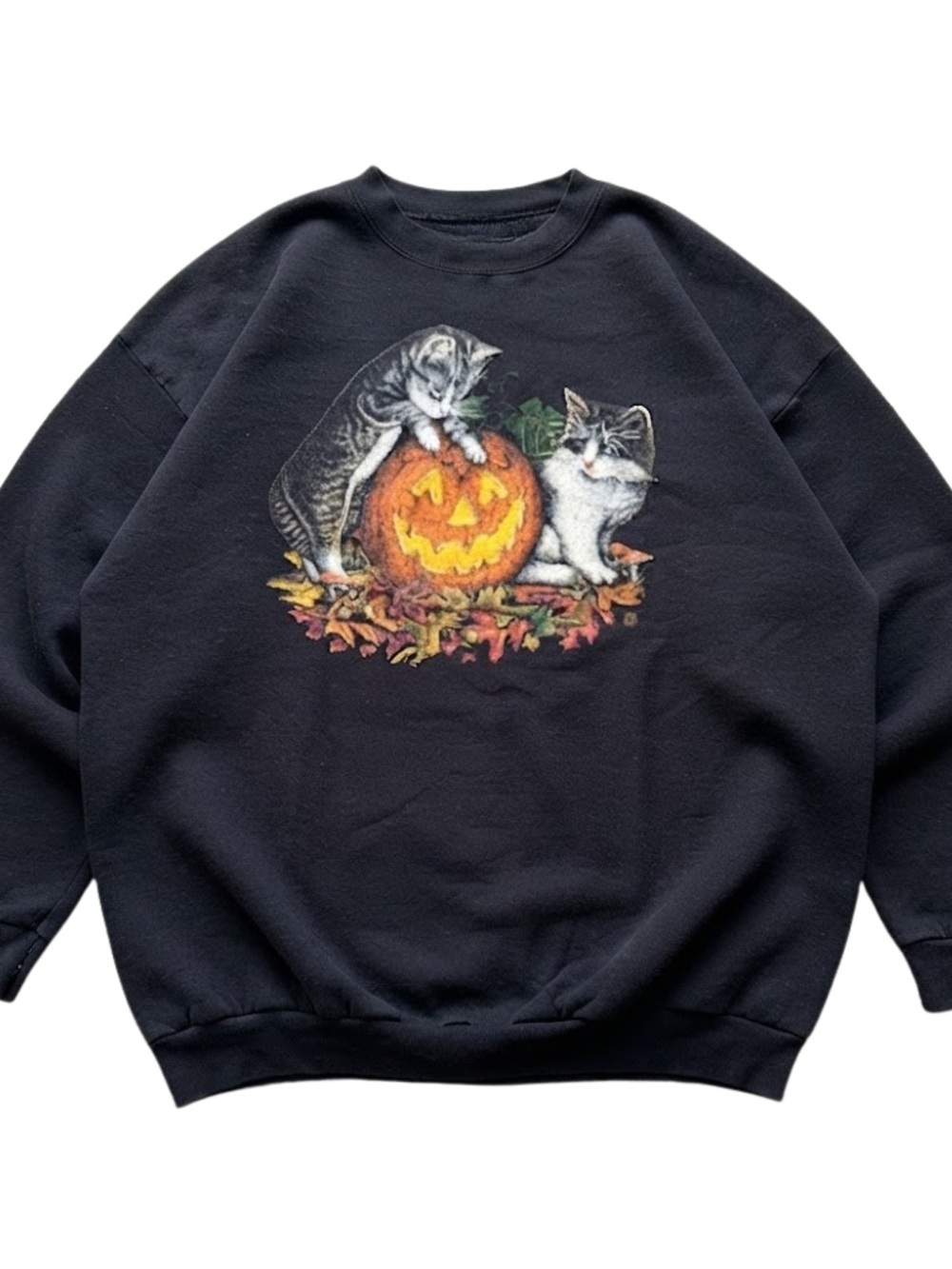 Halloween Cat Jack-O'-Lantern Gildan Sweatshirt Cozy Fall Crewneck